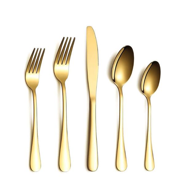 

storage bottles & jars 5pcs/set stainless steel kitchen food tableware rainbow purple knife fork spoon dinnerware cutlery flatware set