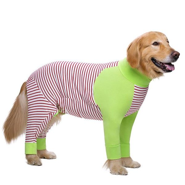 

stripe dog onesies pajamas recovery body jumpsuit medium large clothes home car anxiety calming shirts for apparel