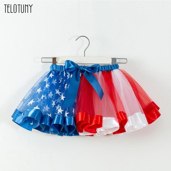 

skirts tutu skirt independence day star net gauze printed bow girls 4th-of-july stars dance ballet costume tulle skirts+bow hairpin
