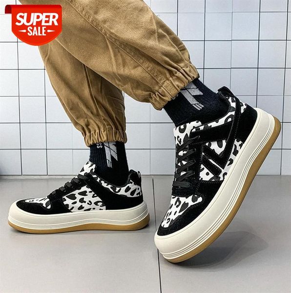 

korean shoe casual men's shoes sneakers thick-soled low-#q358