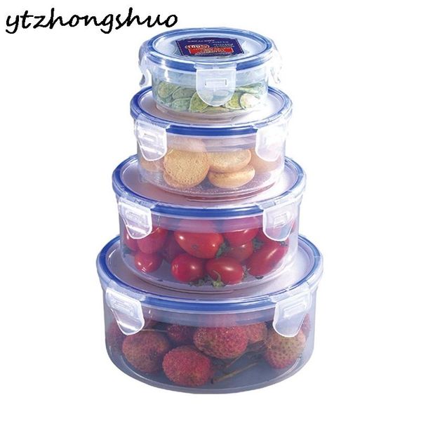 

round mini refrigerator storage box pp fresh for kitchen seal lunch grains tank sorting container bottles & jars