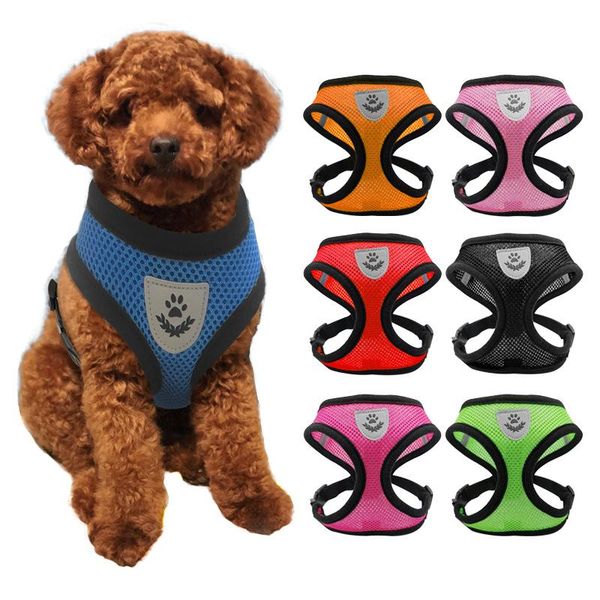 

dog collars & leashes harness vest adjustable soft breathable nylon mesh for dogs puppy collar cat pet chest strap