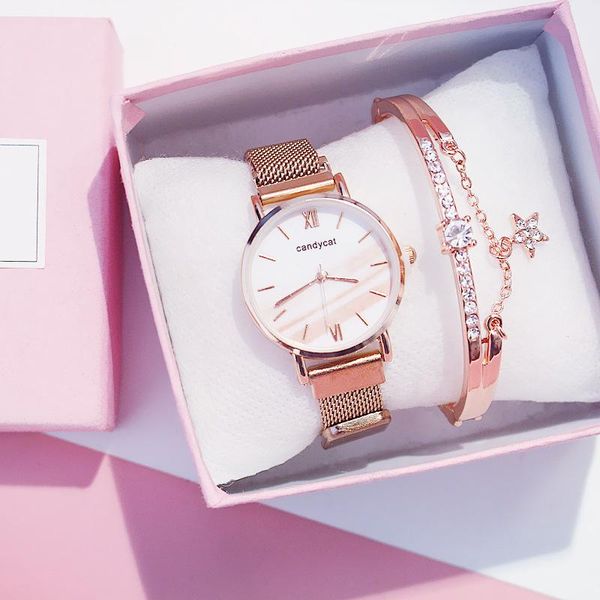 

wristwatches watch bracelet women fashion clock for girl student xfcs trending rose gold strap lady watches relojes para mujer, Slivery;brown