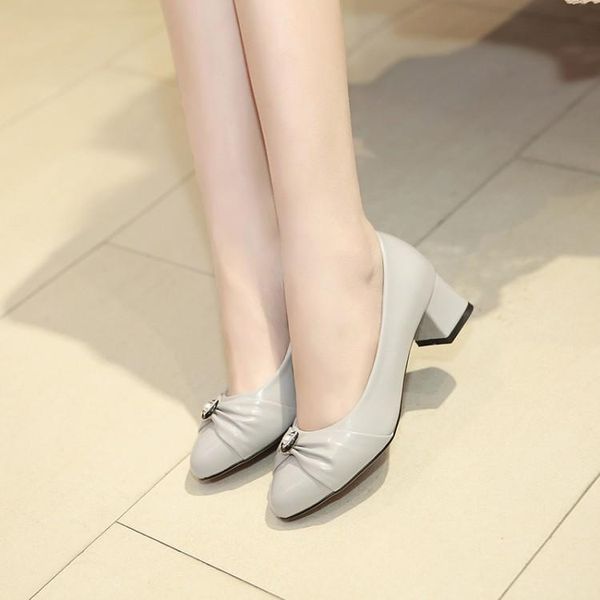 

dress shoes big size 9  11 12 13 14 15 16 ladies high heels women woman pumps pointed heavy-heeled single shoe, Black