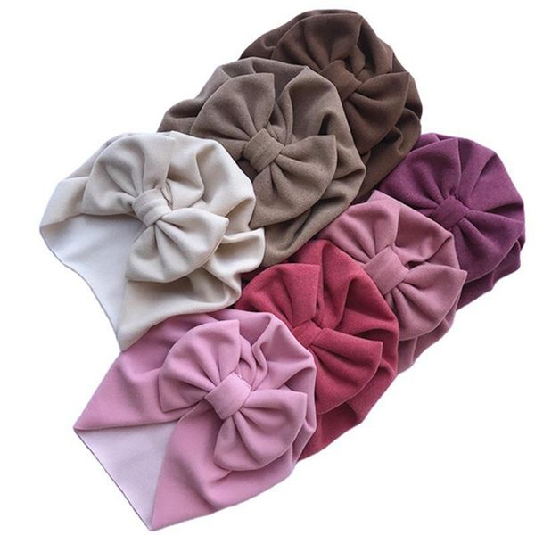 

beanies soft comfortable imitation cashmere toddler hats solid color handmade bowknot baby caps born headwear kids pography props