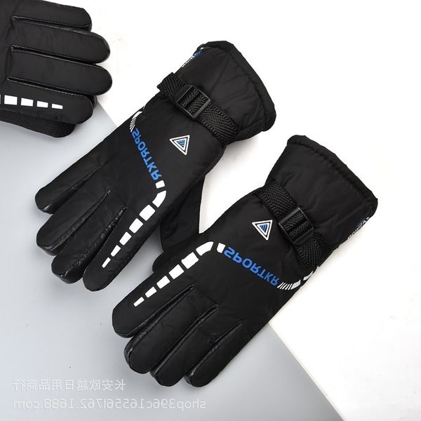 

winter cold proof cotton gloves electric motorcycle men and women riding outdoor skiing warm plush thickened, Black