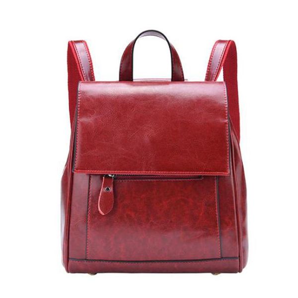 

backpack red european and american fashion office lady daily backpacks genuine leather women shoulder bag bags