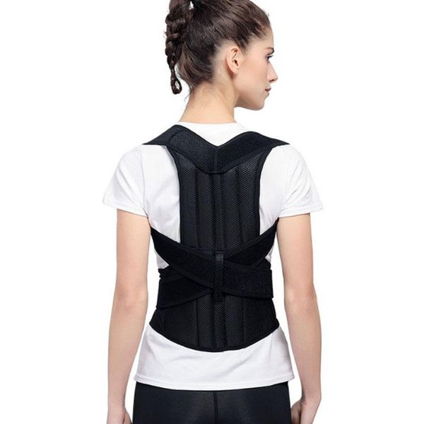

men women kids posture brace adjustable upper back support upright belt, Black;blue