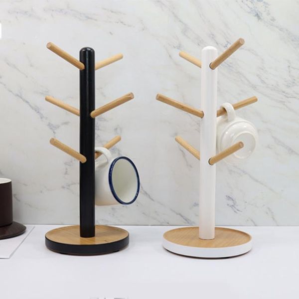

1pc nordic wooden coffee cup stand kitchen tea mug hanging storage drain rack jewelry organizer & organization