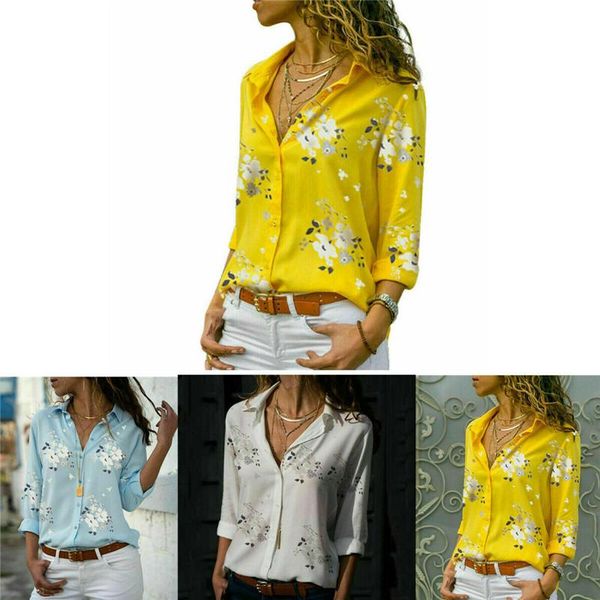 

women's blouses & shirts hirigin women button floral loose ladies long sleeve casual blouse plus size clothes, White