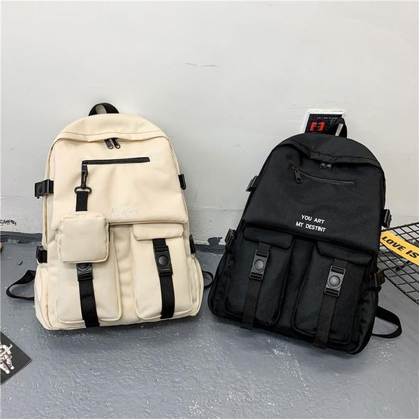 

backpack large black school bag backpacks women streetwear 2021 waterproof nylon schoolbag travel bags for teenager