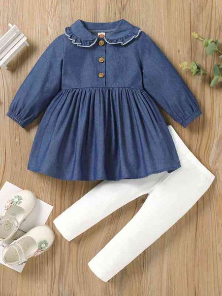 

baby peter-pan collar peplum blouse & leggings she, White