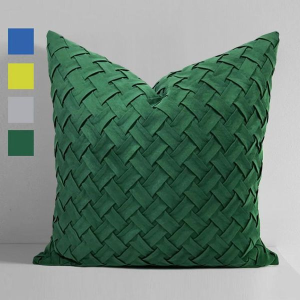 Lüks dekoratif yastık kapakları kanepe süet kumaş atma kapağı geometrik yastık katı kasa yastık/dekoratif