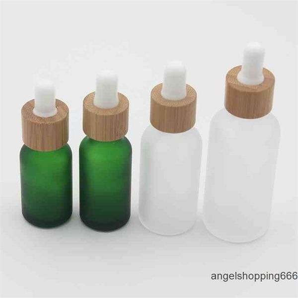 

frost clear glass dropper bottle 15ml 20 30ml with bamboo id cap essential oil bottles frosted green s 1