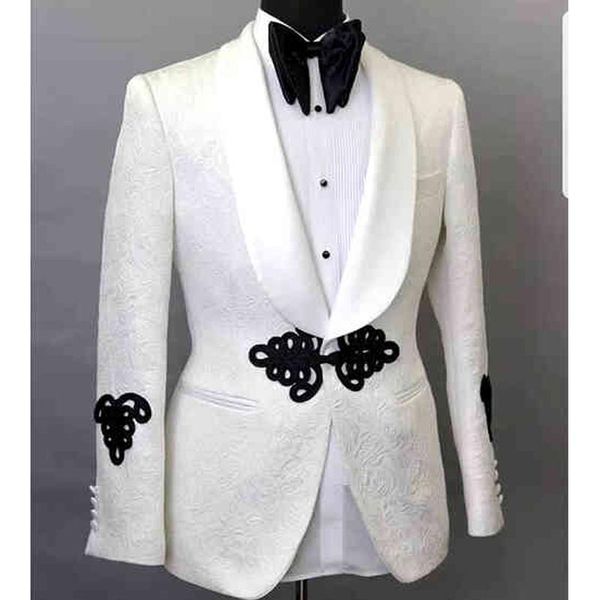 

men's suits & blazers white men suit jacket shawl lapel custom made one piece jacquard blazer slim fit wedding coat 2021 male fashoin c, White;black