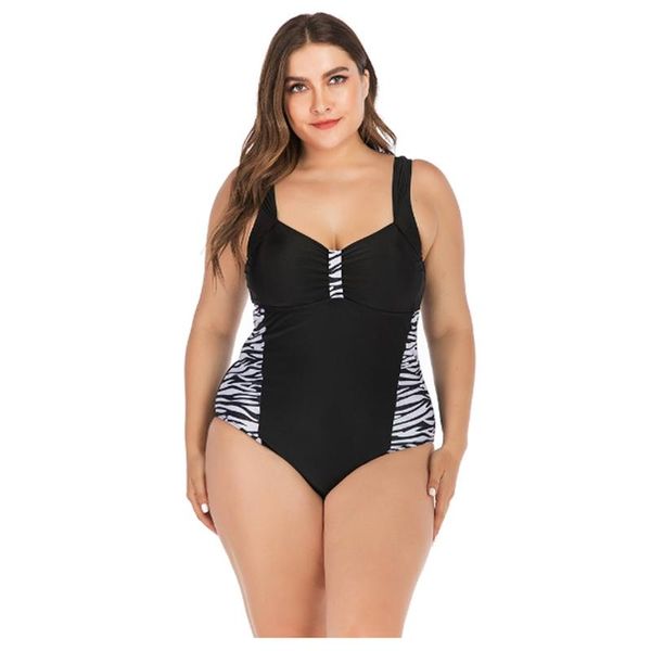 

swimwear plus size swimsuit bikini zebra-print leopard dot high waist ladies' 2021 large sizes feminino women's, White;black