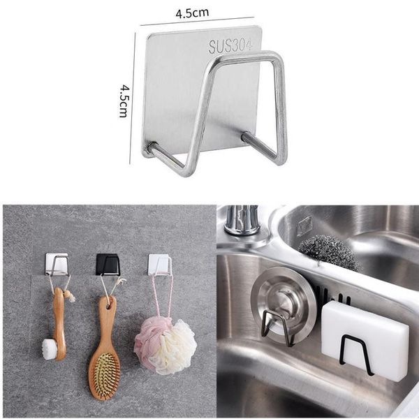 

hooks & rails kitchen tools sponges holder self adhesive sink drain drying rack stainless steel storage accessories