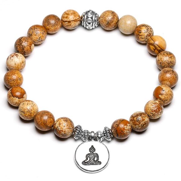 

beaded, strands 8mm natural stone blessed stretchy bracelets for women men fashion picture lotus charms bracelet femme yoga jewelry, Black