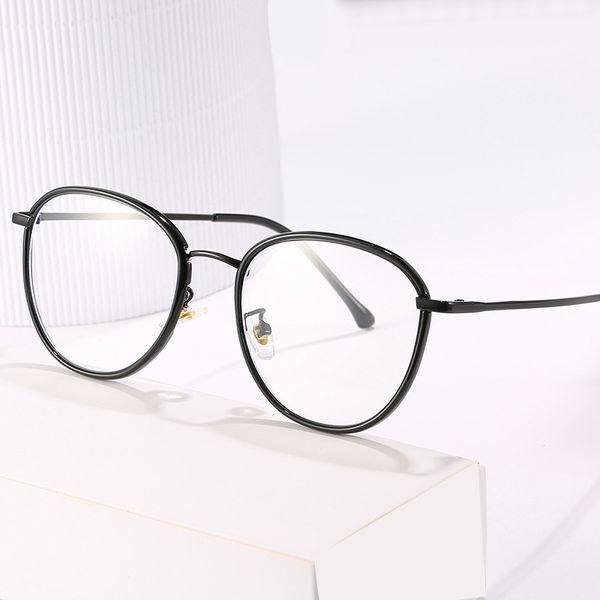 

luxury designer myopia glasses women's finished round face korean avant-garde men's fashion full can be equipped with large frame, White;black