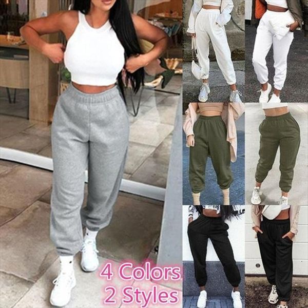 

casual joggers wide leg sweatpants womens capris solid high waist sport tracksuit fashion hip hop korean streetwear baggy trousers, Black;white