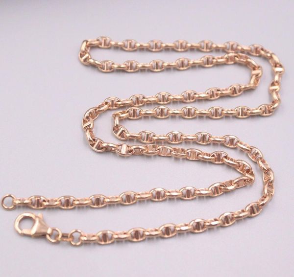 

real 18k rose necklace women's anchor 3.5mm female 50cm/20inch gift neckalce jewellery man's gold chain, Silver