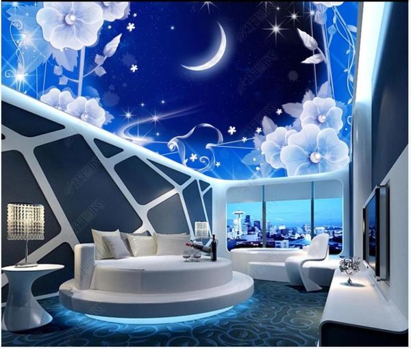 

wallpapers custom po wallpaper 3d ceiling murals fantasy starry sky moon living room zenith mural fresco wall papers