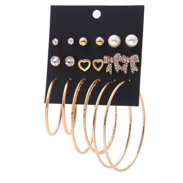 

dangle & chandelier fashion gold hoop earrings set women pearl oversize metal circle punk earring 2021 female jewelry, Silver