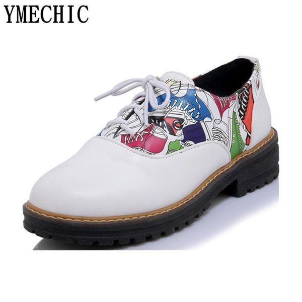 

dress shoes white black printed lacing ladies low heels pumps cross tied lovely sweet spring plus size women 2021