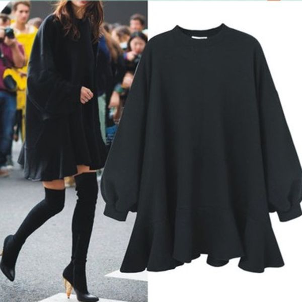 

2021 large women's autumn winter sweater coat dress, Blue;black