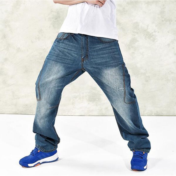 

men's jeans loose men's jeans, hip hop skating large size, Blue