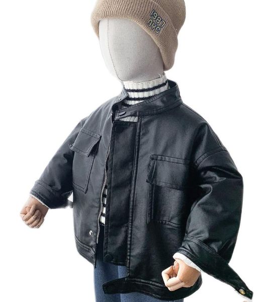 

jackets baby girl boy winter thinck warm pu coat jacket kids plus velvet leather waterproof clothes children overwear, Blue;gray