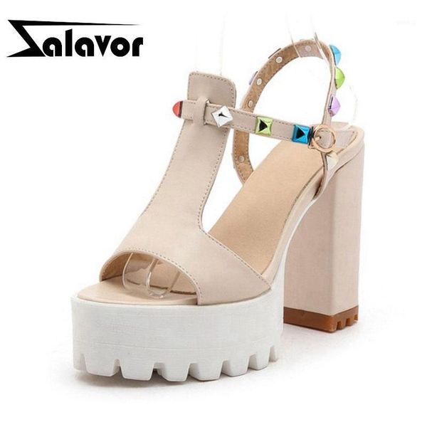 

color size 32-43 office lady platform high heel sandals rivet ankle strap thick summer club shoe1, Black
