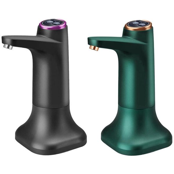 

water dispenser 2 set electric bottle pump with base usb bucket dispenser, black & green
