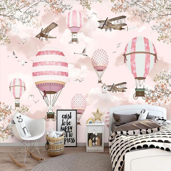 

wallpapers 3d wallpaper modern cartoon -air balloon murals children's bedroom home decor pvc waterproof self-adhesive kids room sticker