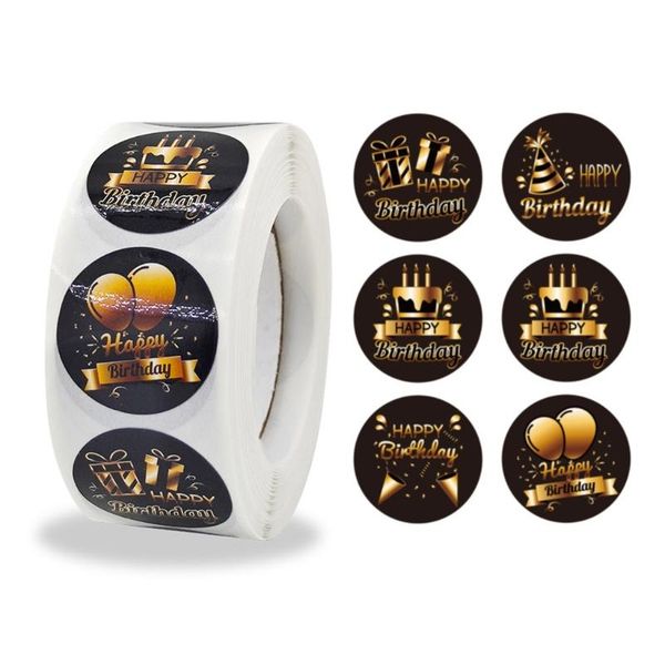

500pcs happy birthday stickers round seal labels adhesive sticker for party gift packaging scrapbooking wrap
