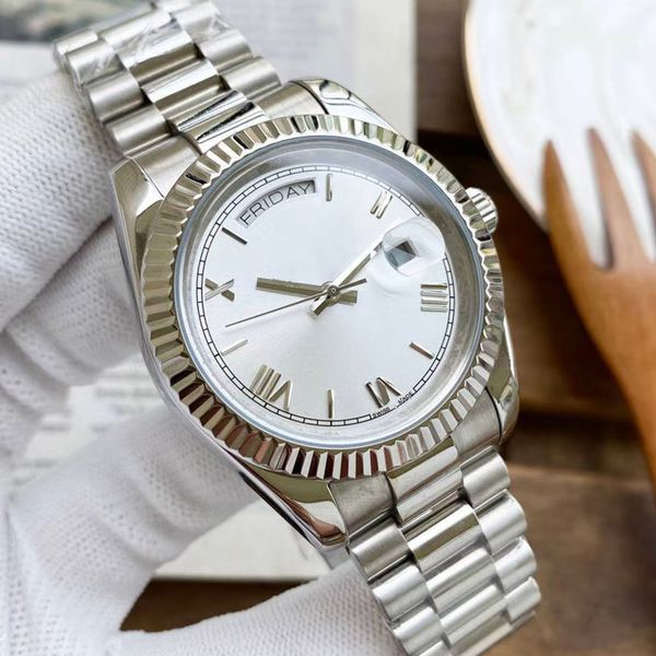 

mens watches fully automatic mechanical watch 41mm stainless steel strap various colors available wristwatch for men waterproof design, Slivery;brown