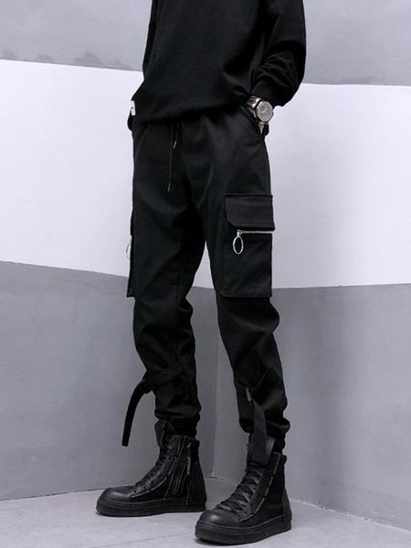 

men's pants male fashion black dark trend tactical loose-fitting functional overalls trendy brand handsome harem