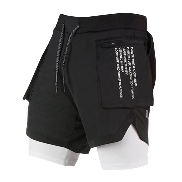 

men's shorts summer sports shorts, plus size mesh drawstring quick-drying double-layer camouflage pants k-4 ehrx, White;black