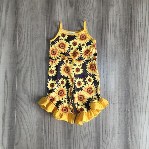

baby girls clothes girl sunflower romper kid summer yellow, White