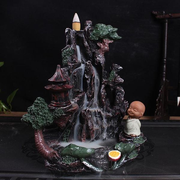 

mountain river handicrafts backflow incense burner resin smoke waterfall sticks holder 20 pcs cones creative home decor fragrance lamps