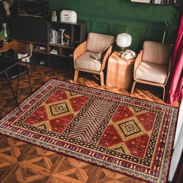 

carpets fashion persian european geometric ethnic style retro red living room bedroom bedside carpet floor mat customization