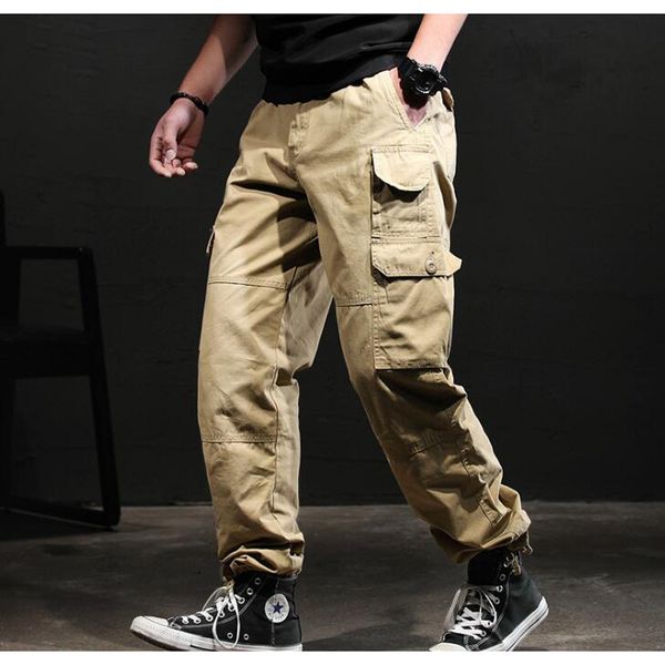 

men's pants casual pants multi pocket men's straight large s-4xl 5xl, Black