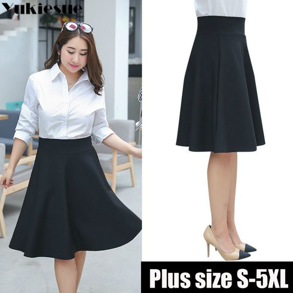 

fashion woman skirts women's korean version pleated skirt umbrella skirt high waist bottom a-line skirts plus size 5xl 210519, Black