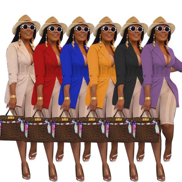 

women's suits & blazers turn-down collar single breasted jackets suit coat casual slim fit solid autumn clothing crop jacket full sleev, White;black