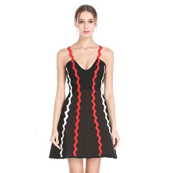 

luxury dresses star celebrity cocktail party bandage rayon suspender slim a-line, Black