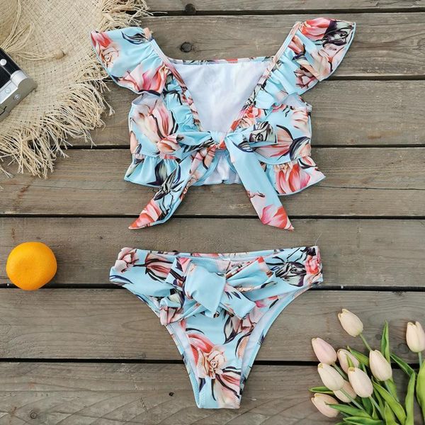 

one-piece suits women bandage bikini swimming set push-up brazilian print swimwear two piece beachwear swimsuit biquini mujer femininas