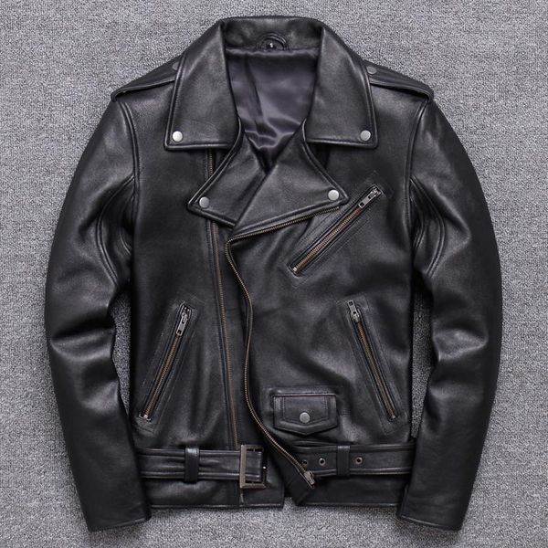 

men's leather & faux 2021 man genuine clothing locomotive serve self-cultivation sheep skin short fund jacket youth loose, Black