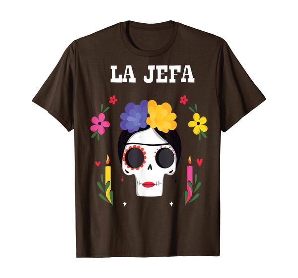 

yo soy la jefa dia de los muertos day of the dead for women t-shirt, White;black
