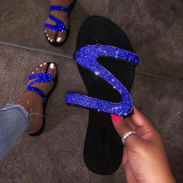 

slippers sandals women summer 2021 girls crystal glitter casual beach shoes women's flip-flops sandalias, Black
