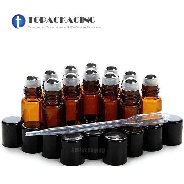 

storage bottles & jars 12pcs x 3ml roll on bottle empty glass with steel roller small cosmetic container for essential oil sample perfume tu